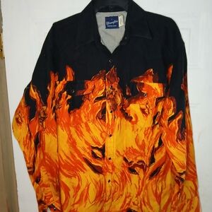 Wrangler Men's Fiery Black and Orange Shirt Jacket